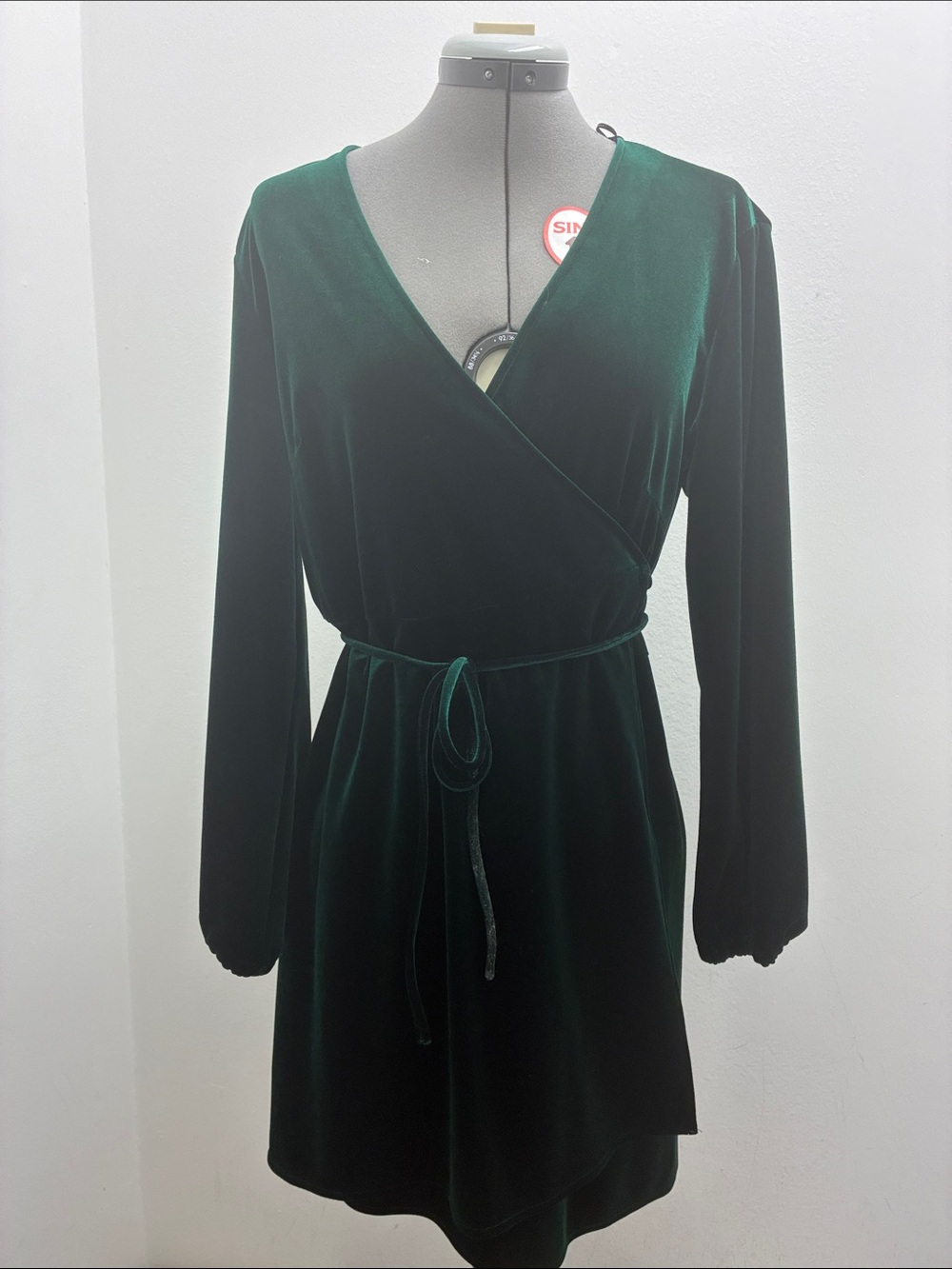 Zara Emerald Green Velvet Wrap Mini Dress